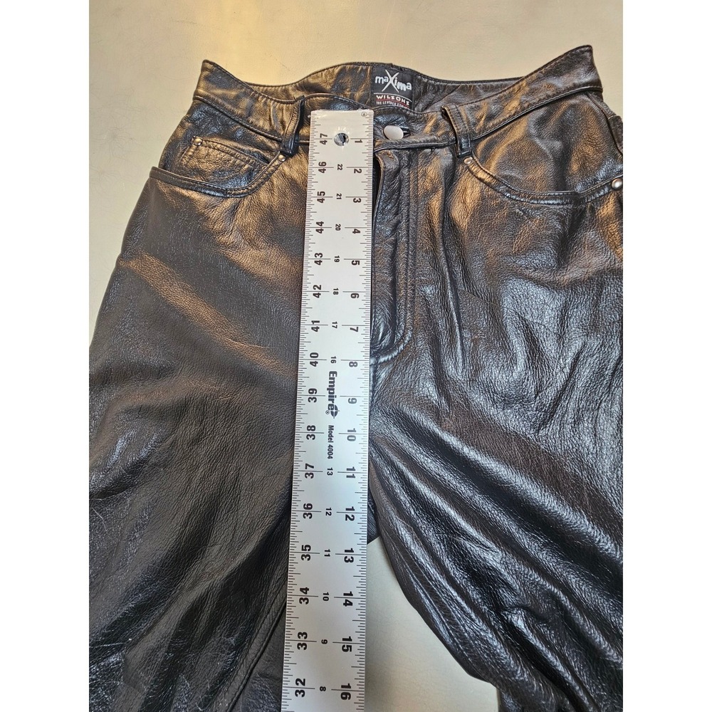 Wilsons Leather Maxima Black Leather Pants Womens 8 Y2K Straight Leg High Rise - Picture 6 of 13